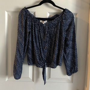 Nordstrom Navy Blue Polkadot Top